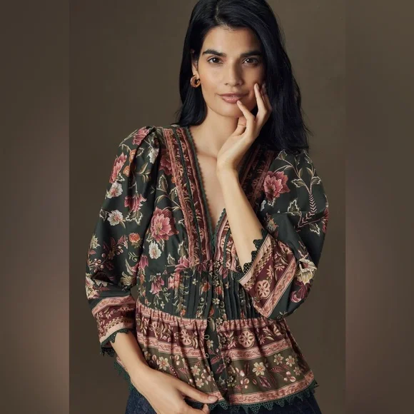 FARM Rio Flowering Garden Cotton Blouse - Picture 1 of 5